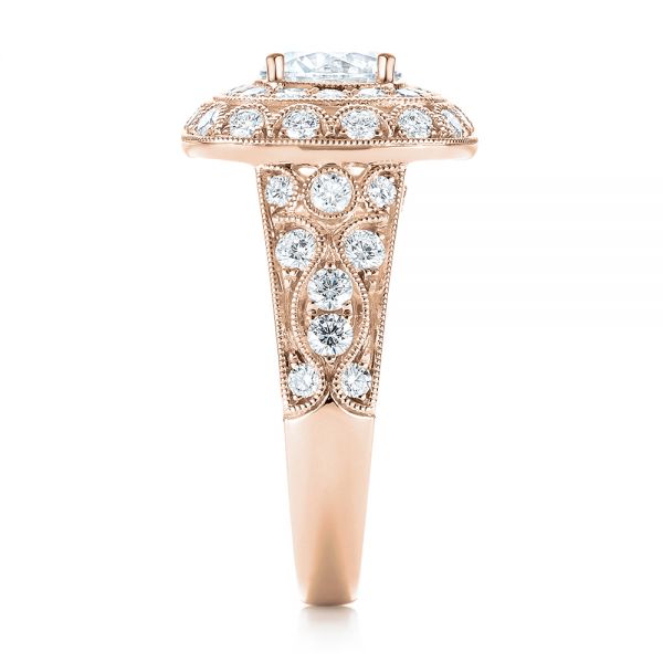 14k Rose Gold 14k Rose Gold Vintage-inspired Diamond Engagement Ring - Side View - 103047