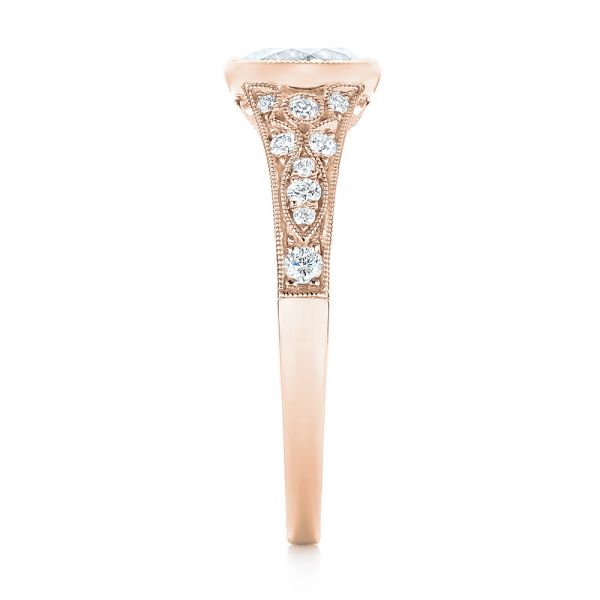 18k Rose Gold 18k Rose Gold Vintage-inspired Diamond Engagement Ring - Side View - 103049