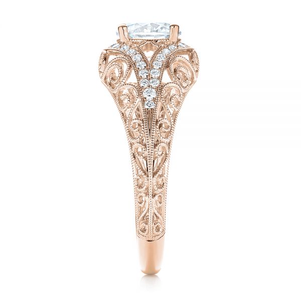 18k Rose Gold 18k Rose Gold Vintage-inspired Diamond Engagement Ring - Side View -  103060