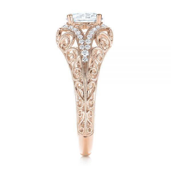 18k Rose Gold 18k Rose Gold Vintage-inspired Diamond Engagement Ring - Side View - 103060