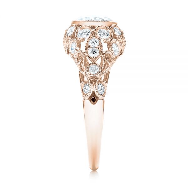 18k Rose Gold 18k Rose Gold Vintage-inspired Diamond Engagement Ring - Side View -  103062