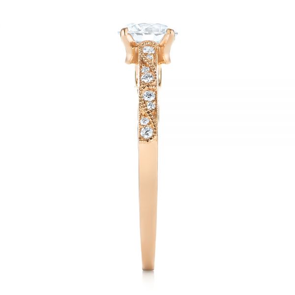 18k Rose Gold Vintage-inspired Diamond Engagement Ring - Side View -  103298