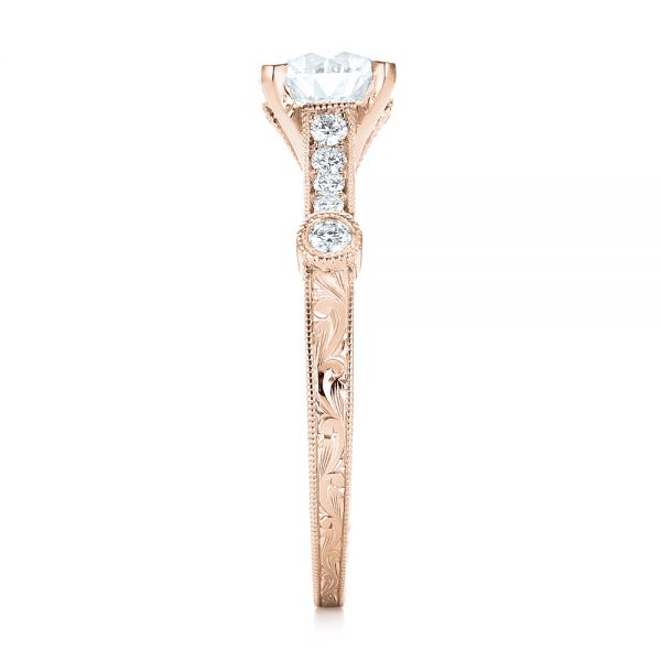 18k Rose Gold 18k Rose Gold Vintage-inspired Diamond Engagement Ring - Side View -  103433