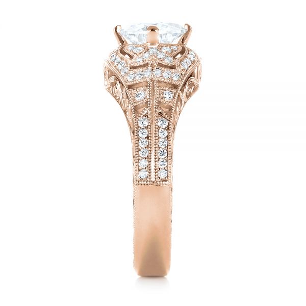 14k Rose Gold 14k Rose Gold Vintage-inspired Diamond Engagement Ring - Side View - 103511