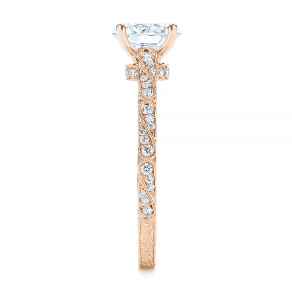 14k Rose Gold 14k Rose Gold Vintage-inspired Diamond Engagement Ring - Side View -  105367