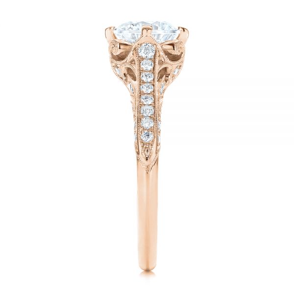 14k Rose Gold 14k Rose Gold Vintage-inspired Diamond Engagement Ring - Side View - 105793