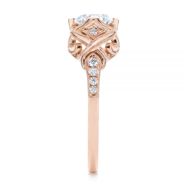14k Rose Gold 14k Rose Gold Vintage-inspired Diamond Engagement Ring - Side View -  105801