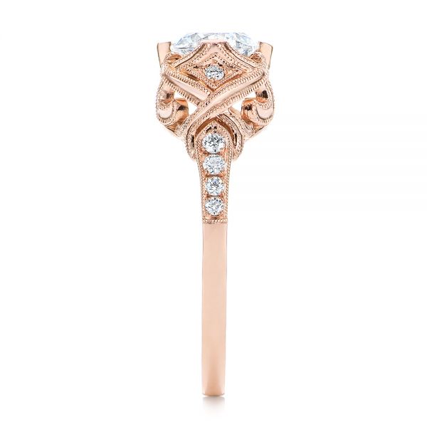 18k Rose Gold 18k Rose Gold Vintage-inspired Diamond Engagement Ring - Side View -  105801