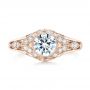 18k Rose Gold 18k Rose Gold Vintage-inspired Diamond Engagement Ring - Top View -  103046 - Thumbnail
