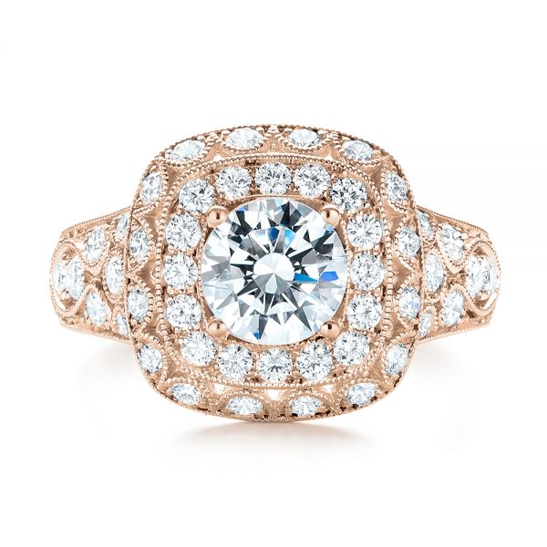 14k Rose Gold 14k Rose Gold Vintage-inspired Diamond Engagement Ring - Top View - 103047