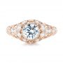 18k Rose Gold 18k Rose Gold Vintage-inspired Diamond Engagement Ring - Top View -  103062 - Thumbnail