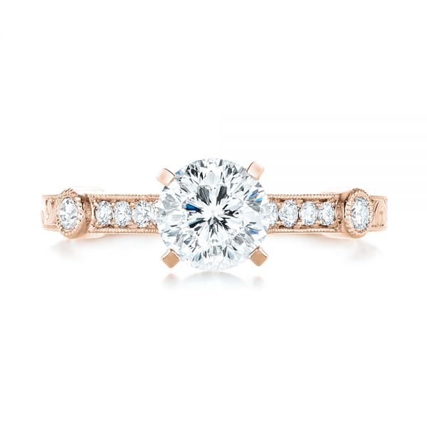 14k Rose Gold 14k Rose Gold Vintage-inspired Diamond Engagement Ring - Top View -  103433