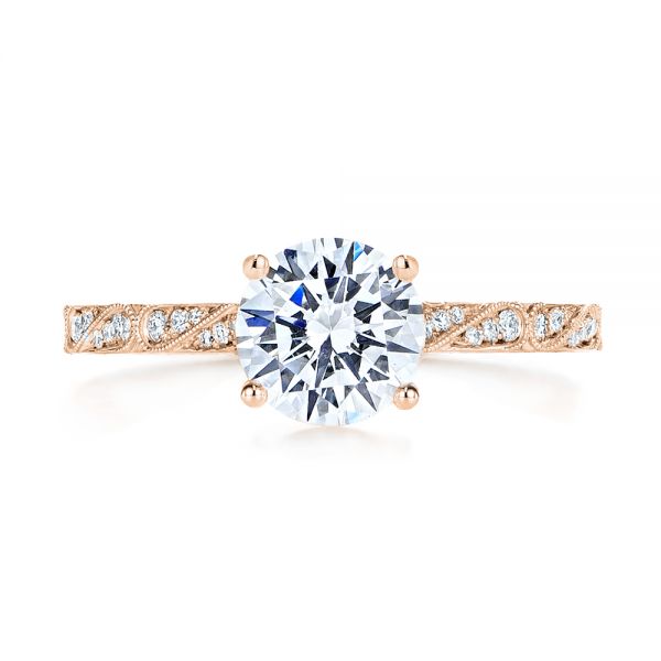 18k Rose Gold 18k Rose Gold Vintage-inspired Diamond Engagement Ring - Top View -  105367