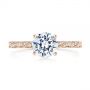 18k Rose Gold 18k Rose Gold Vintage-inspired Diamond Engagement Ring - Top View -  105367 - Thumbnail