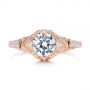 18k Rose Gold 18k Rose Gold Vintage-inspired Diamond Engagement Ring - Top View -  105801 - Thumbnail