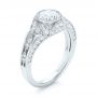 18k White Gold Vintage-inspired Diamond Engagement Ring - Three-Quarter View -  103046 - Thumbnail