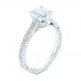 14k White Gold Vintage-inspired Diamond Engagement Ring - Three-Quarter View -  105367 - Thumbnail