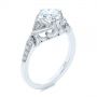 14k White Gold 14k White Gold Vintage-inspired Diamond Engagement Ring - Three-Quarter View -  105801 - Thumbnail