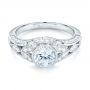 18k White Gold Vintage-inspired Diamond Engagement Ring - Flat View -  103046 - Thumbnail