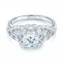 18k White Gold Vintage-inspired Diamond Engagement Ring - Flat View -  103059 - Thumbnail