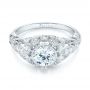 18k White Gold Vintage-inspired Diamond Engagement Ring - Flat View -  103062 - Thumbnail