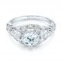 18k White Gold Vintage-inspired Diamond Engagement Ring - Flat View -  103062 - Thumbnail