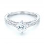 18k White Gold 18k White Gold Vintage-inspired Diamond Engagement Ring - Flat View -  103294 - Thumbnail