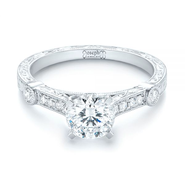  Platinum Platinum Vintage-inspired Diamond Engagement Ring - Flat View -  103433