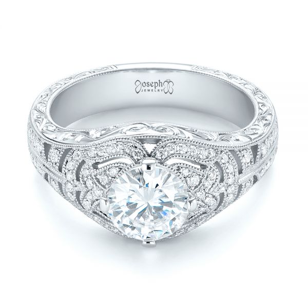  Platinum Platinum Vintage-inspired Diamond Engagement Ring - Flat View -  103511