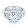 18k White Gold 18k White Gold Vintage-inspired Diamond Engagement Ring - Flat View -  103511 - Thumbnail
