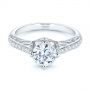 18k White Gold 18k White Gold Vintage-inspired Diamond Engagement Ring - Flat View -  105793 - Thumbnail