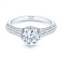 14k White Gold 14k White Gold Vintage-inspired Diamond Engagement Ring - Flat View -  105793 - Thumbnail