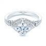 14k White Gold 14k White Gold Vintage-inspired Diamond Engagement Ring - Flat View -  105801 - Thumbnail