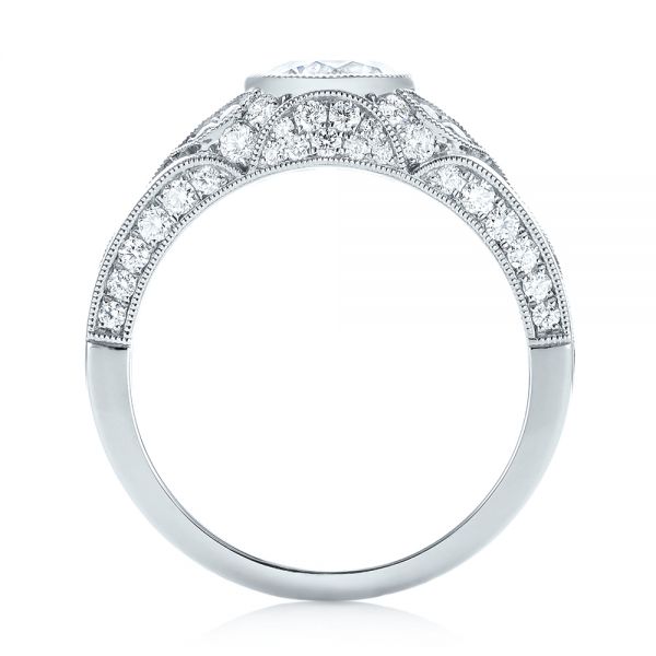 14k White Gold 14k White Gold Vintage-inspired Diamond Engagement Ring - Front View -  103046