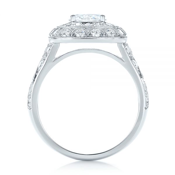 18k White Gold Vintage-inspired Diamond Engagement Ring - Front View -  103047