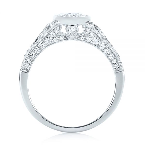 14k White Gold 14k White Gold Vintage-inspired Diamond Engagement Ring - Front View -  103049