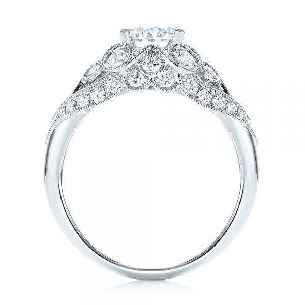 14k White Gold 14k White Gold Vintage-inspired Diamond Engagement Ring - Front View -  103059