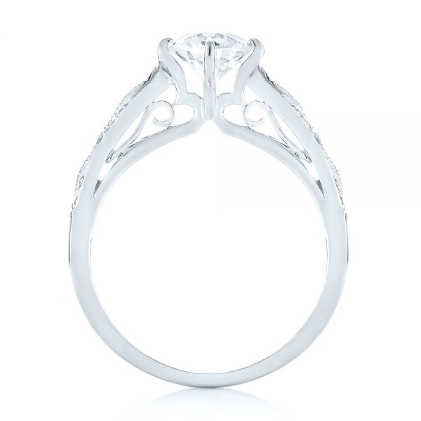 18k White Gold 18k White Gold Vintage-inspired Diamond Engagement Ring - Front View -  103294