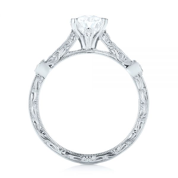 18k White Gold 18k White Gold Vintage-inspired Diamond Engagement Ring - Front View -  103433