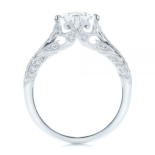 18k White Gold 18k White Gold Vintage-inspired Diamond Engagement Ring - Front View -  105793