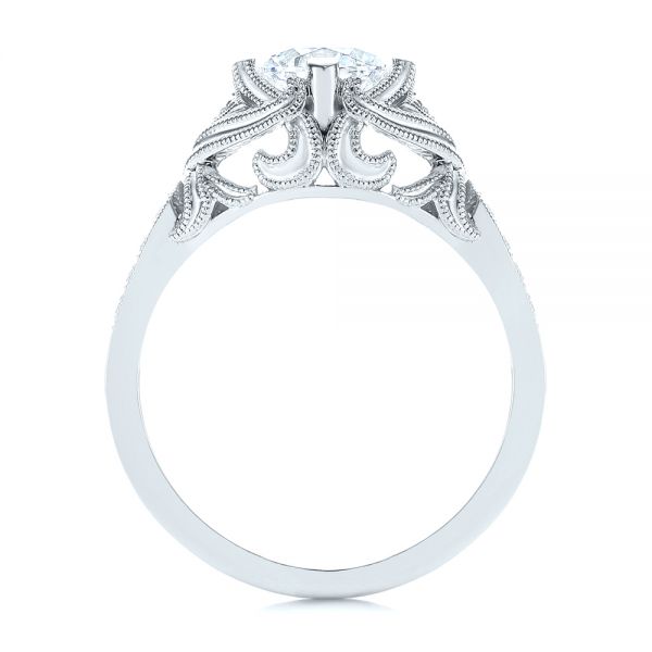 14k White Gold 14k White Gold Vintage-inspired Diamond Engagement Ring - Front View -  105801