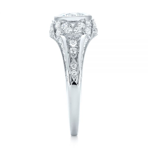 18k White Gold Vintage-inspired Diamond Engagement Ring - Side View -  103046