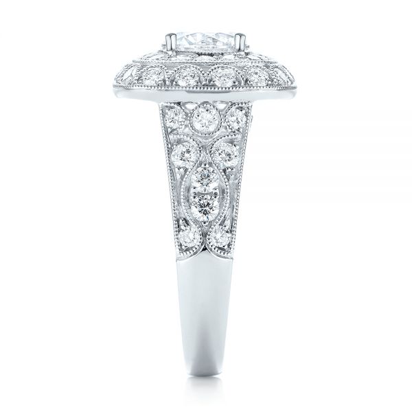 18k White Gold Vintage-inspired Diamond Engagement Ring - Side View -  103047