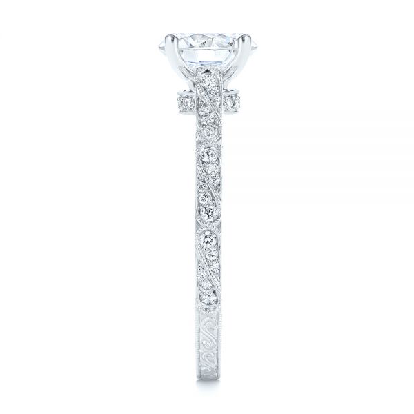 14k White Gold Vintage-inspired Diamond Engagement Ring - Side View - 105367