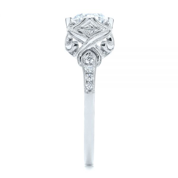 14k White Gold 14k White Gold Vintage-inspired Diamond Engagement Ring - Side View -  105801