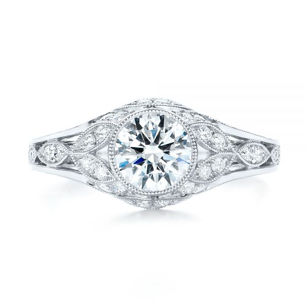  Platinum Platinum Vintage-inspired Diamond Engagement Ring - Top View -  103046