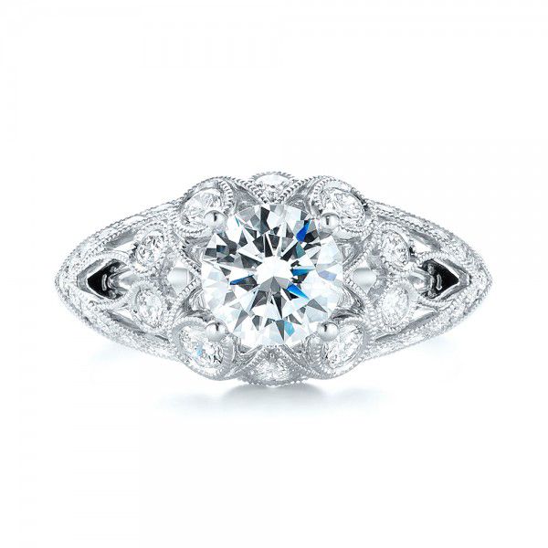  Platinum Platinum Vintage-inspired Diamond Engagement Ring - Top View -  103059