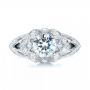 18k White Gold Vintage-inspired Diamond Engagement Ring - Top View -  103059 - Thumbnail