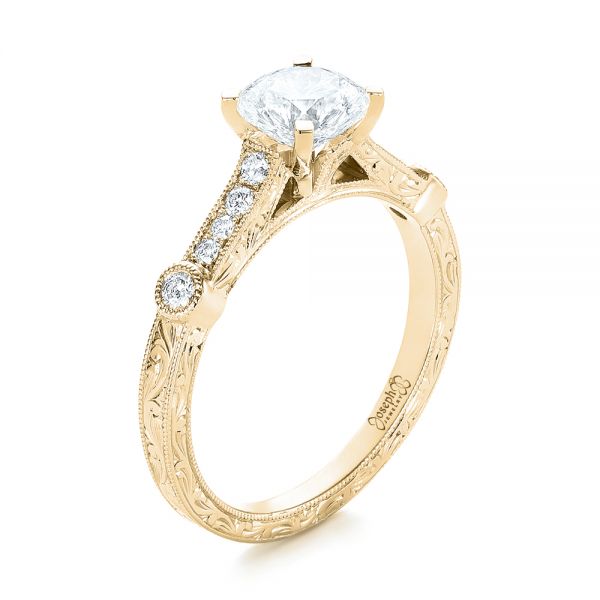 18k Yellow Gold 18k Yellow Gold Vintage-inspired Diamond Engagement Ring - Three-Quarter View - 103433
