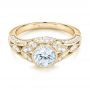 18k Yellow Gold 18k Yellow Gold Vintage-inspired Diamond Engagement Ring - Flat View -  103046 - Thumbnail